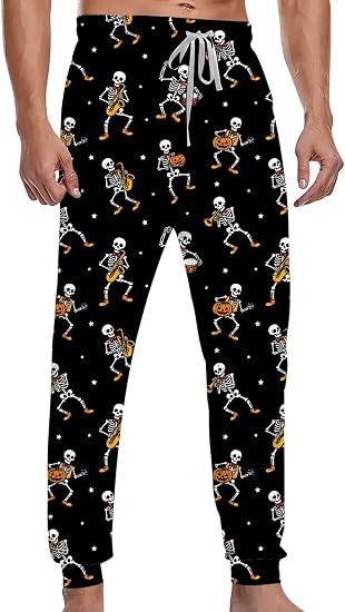 Pajama Pants for Men Soft Loose Fit Sleep Pants Casual Pattern Lounge Pants - skull pajamas