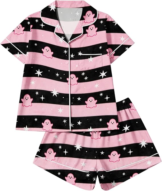 Women Halloween Horror Pumpkin Print Pajama Set 2 Piece Spooky Smooth Loungewear Outfit Set - skull pajamas