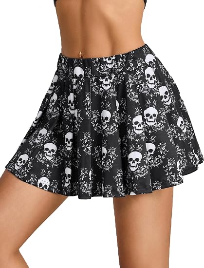 Avidlove Short Pleated Skirts for Women Cheerleader School Uniform - sugar skull costume