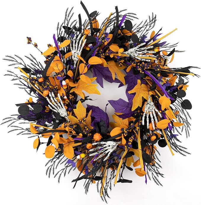 20 in Halloween Wreaths for Front Door Halloween Door Wreath Gothic Wreaths - skull wreath
