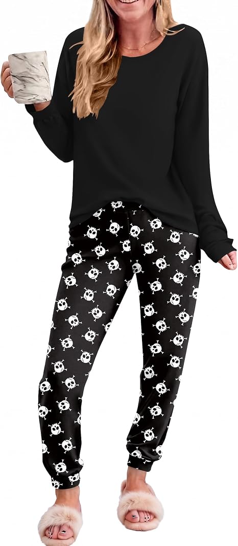 Ekouaer Womens Pajama Sets Long Sleeve Pjs with Jogger Pants Soft Sleepwear