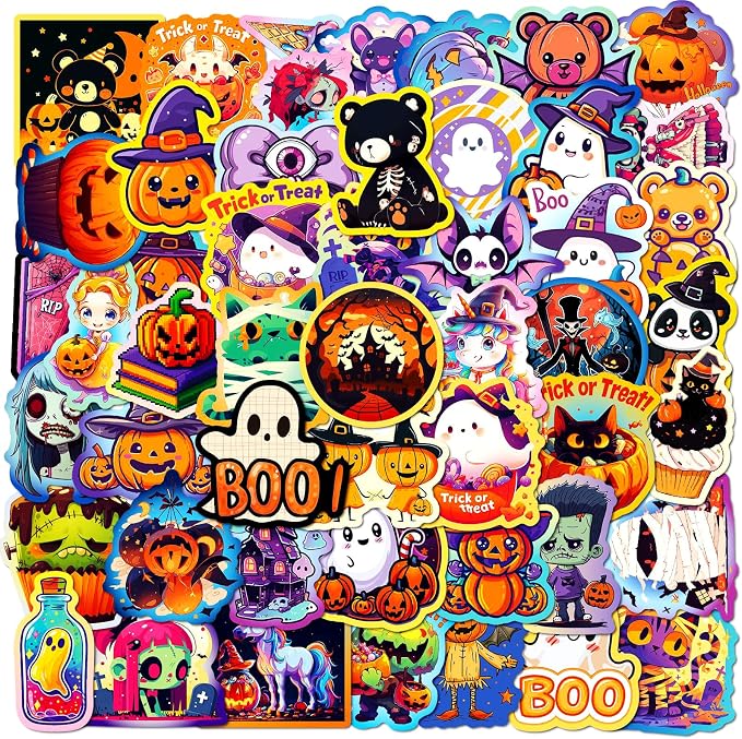 200Pcs Halloween Stickers, Pumpkin Ghost Stickers for Kids Adults - skull sticker