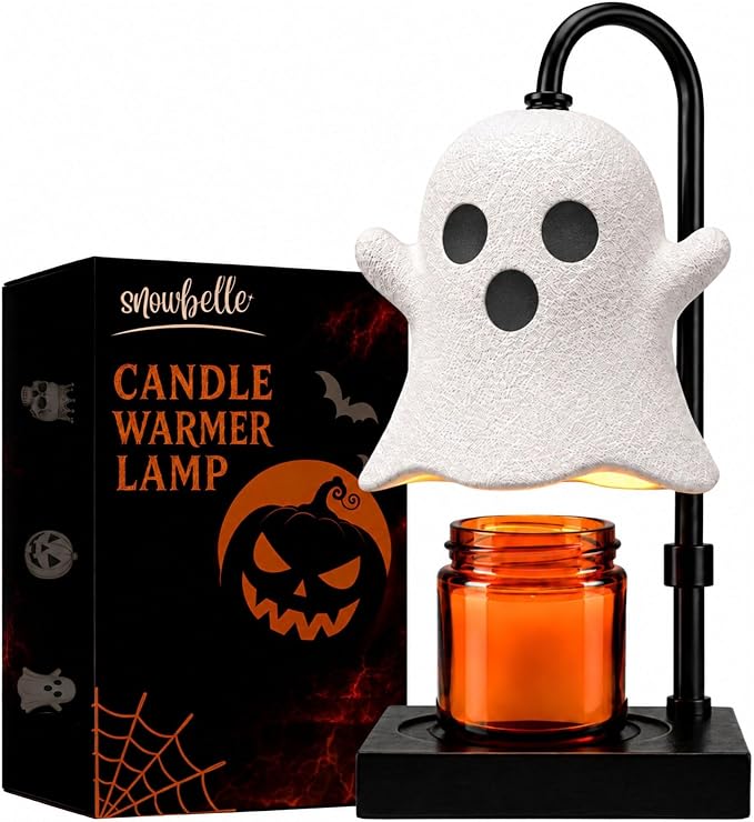 Ghost Candle Warmer Lamp with Timer, Dimmable Cute White Halloween Decor - skull lamp
