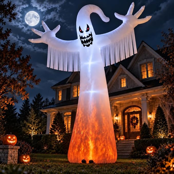 12 FT Giant Halloween Inflatable Ghost, Outdoor Yard Decoration - skull inflatable