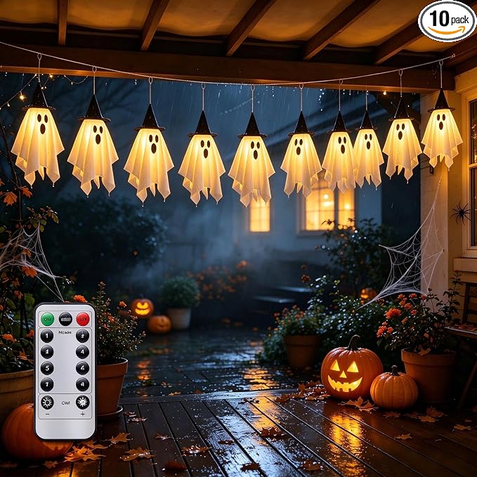Halloween Hanging Ghost Decorations 12.5FT Halloween Ghost String Lights - string light