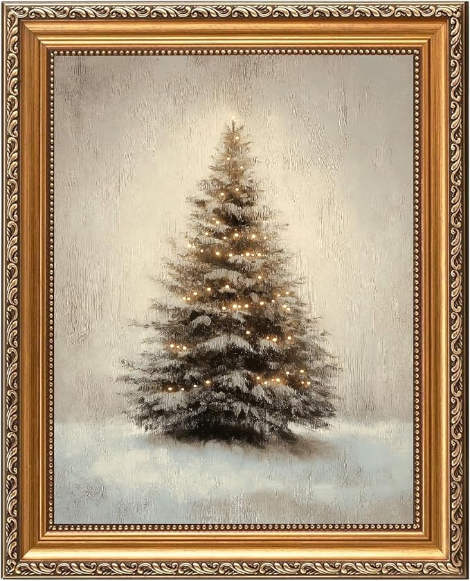 ASTRDECOR Vintage Christmas Tree Wall Art, Rustic Farmhouse Holiday Gold Framed Wall Décor, Cozy Christmas Decorations for Living Room, Bedroom, Dining Room, Entryway, 9x12inch - skull wall art