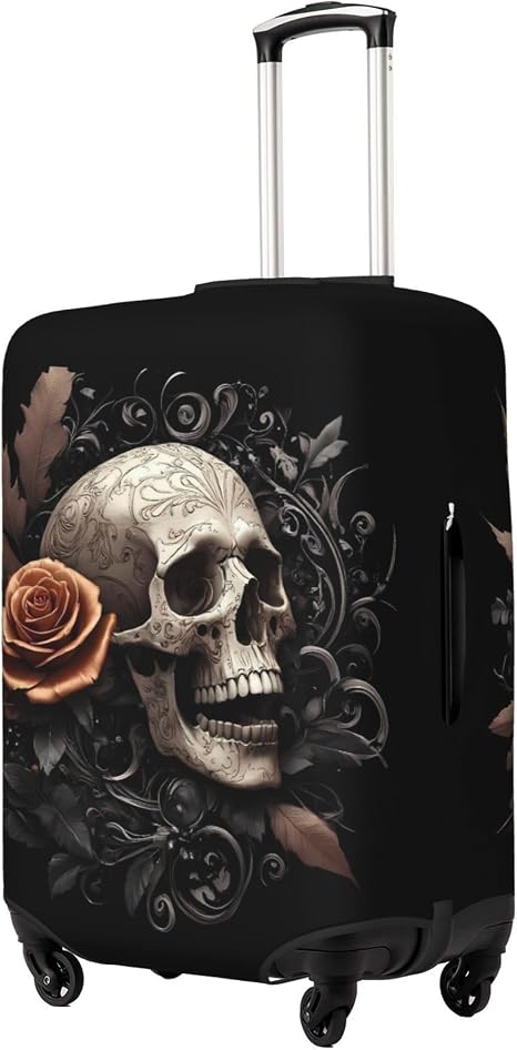 Travel Luggage Cover for Vintage Pattern Flower Skull - skull suitcase