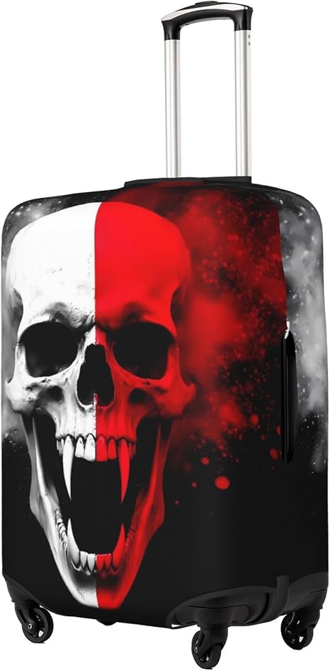 Travel Luggage Cover for Red And White Screaming Demon Skull - skull suitcase