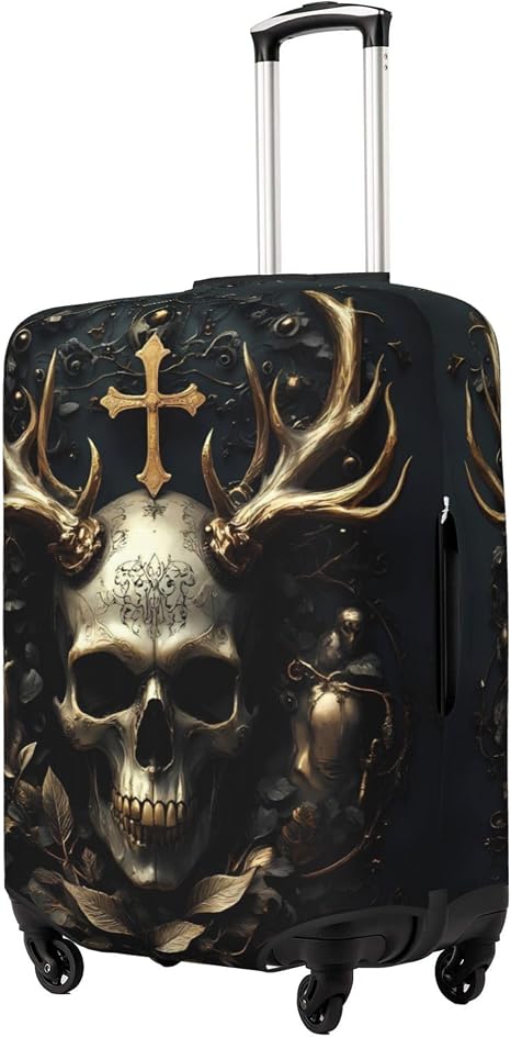 Travel Luggage Cover for Vintage Ornate Skull - skull suitcase