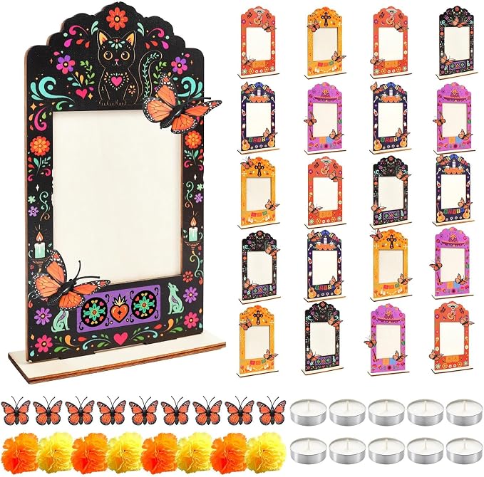 20 Set Day of the Dead Picture Frames,Dia De Los Muertos Altar Decorations - skull plate