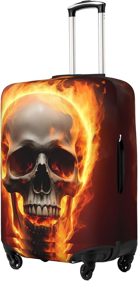 Travel Luggage Cover for Satanic Skull - skull suitcase