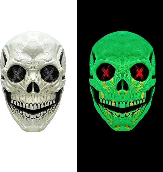 Scary Halloween Skull Mask,Latex Full Head Glow In The Dark Skeleton Mask - sugar skull costume