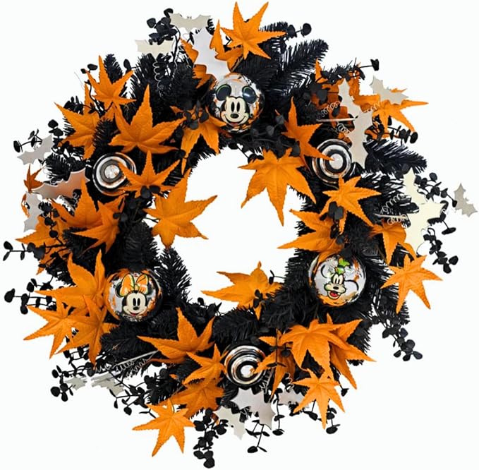 CG Hunter Disney Mickey Mouse and Friends Halloween Wreath, 26 in - skull wreath