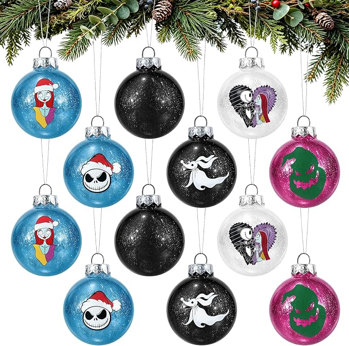 12pcs Nightmare Christmas Ball Ornaments Decorations 2.36”/60mm - skeleton