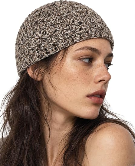Womens Knitted Skull Cap Beanie Vintage Crochet Hats Handmade - skull hat
