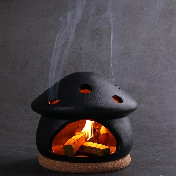 Palo Santo Holder, Mushroom Incense Burner, Incense Cone Holder - Black - skull incense burner