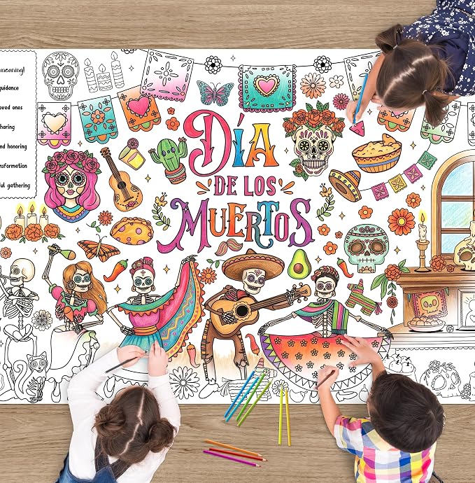 Dia De Los Muertos Crafts for Kids, Day of the Dead Coloring Poster - skull painting