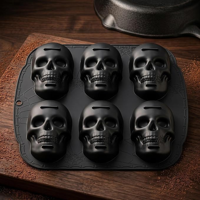 6-Cavity Silicone Skull Shaped Cake Baking Mold Pan - skull ashtray