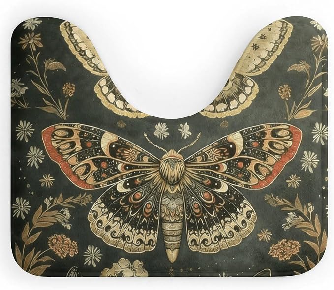 Gothic Butterfly Toilet Rugs U-Shaped Absorbent Contour Rug - skull toilet rug