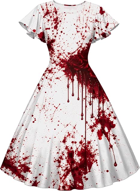 Halloween Dresses for Women Spooky Season Swing Party Dress Fall Outfits - sugar skull dress