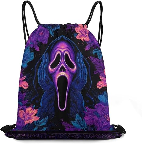 Panics Skull Print Casual Drawstring Bags Light Sackpack - string light
