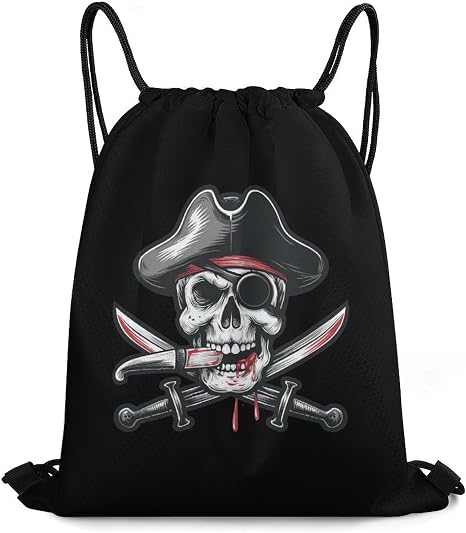 Dead Man Chest Skull Jolly Roger Casual Drawstring Bags Light Sackpack - string light