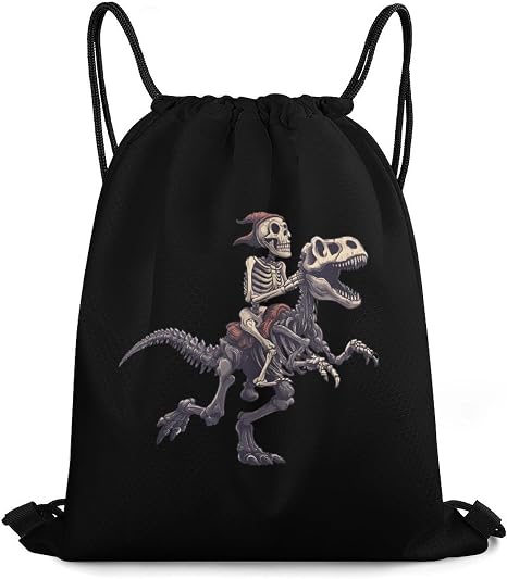 Dinosaur Skeletons Skull Casual Drawstring Bags Light Sackpack - string light