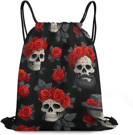 Halloween Skull Casual Drawstring Bags Light Sackpack - string light