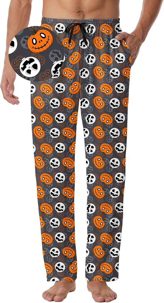 Mens Pajama Pants Men's Sleep Lounge Pants with Pockets - skull pajamas