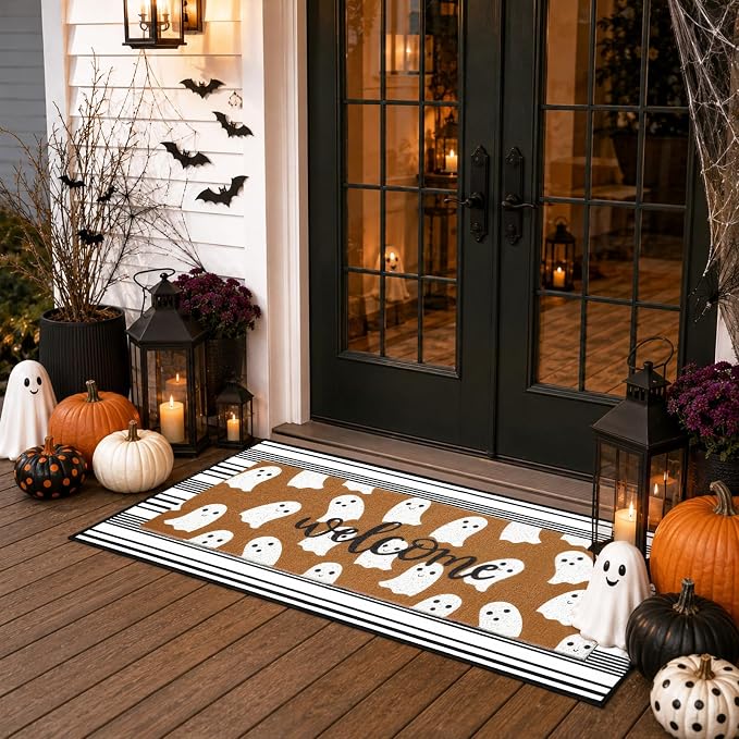 2pcs 24 x 55in Extra Long Halloween Ghost Welcome Doormats for Porch