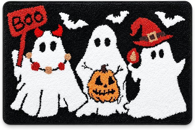 Ghost Bath Mat, Halloween Bathroom Rug, Non-Slip Washable Mat, 16 x 24 in