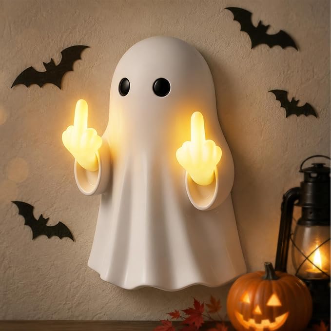 Halloween Ghost Light Glow 7.48in Cute Finger Ghost Statue