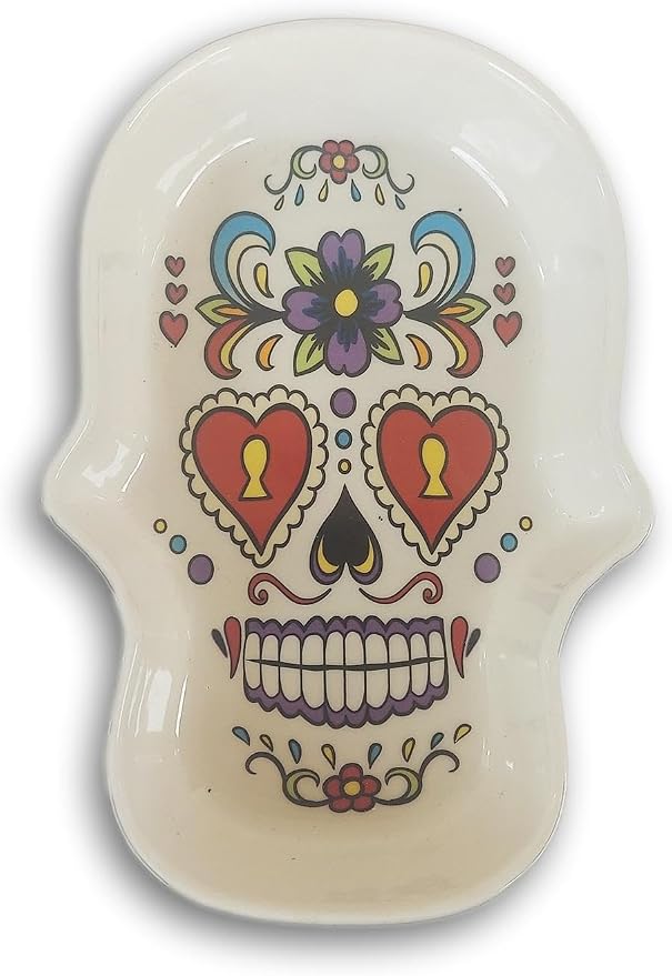 Sugar Skull Ceramic Bowl - 8.25 Inch - skull plate