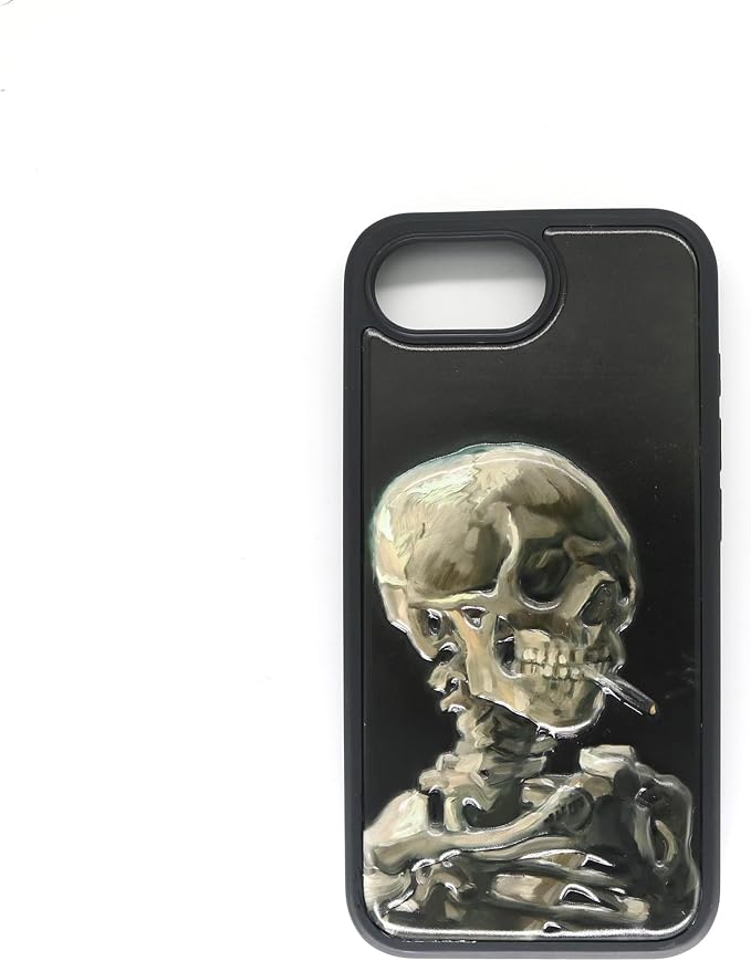 for iPhone 16E Case, 3D Embossed Art Skull Phone Case - Skull phone case