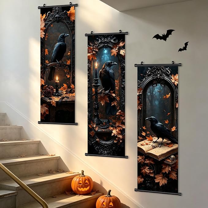 Halloween Canvas Wall Art, Spooky Halloween Wall Decor Print for Home