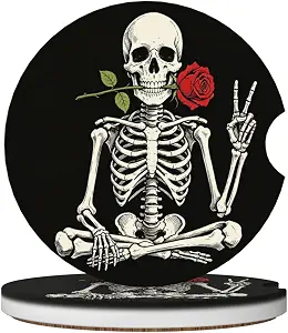 Halloween Skull Car Coaster 2-Pack for Cup Holders - skull coaster