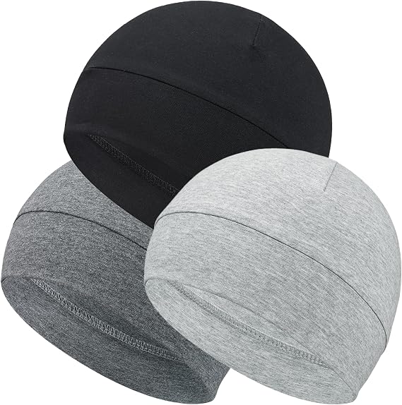 CellElection 3PCS Cotton Skull Caps Beanie Sleeping Hats for Men Women - skull hat