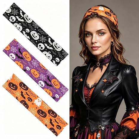 3PCS Cute Halloween Headbands for Women and Girls - skull headband