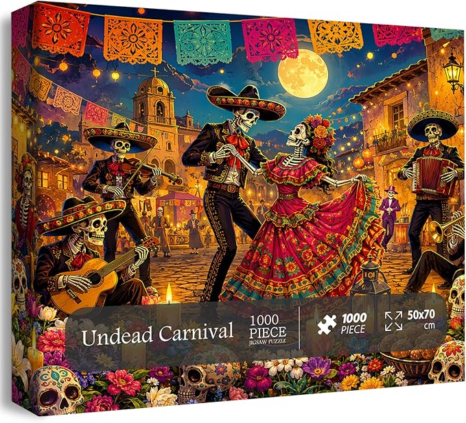 PICKFORU Day of the Dead Jigsaw Puzzle 1000 Pieces for Adults - skull wall art