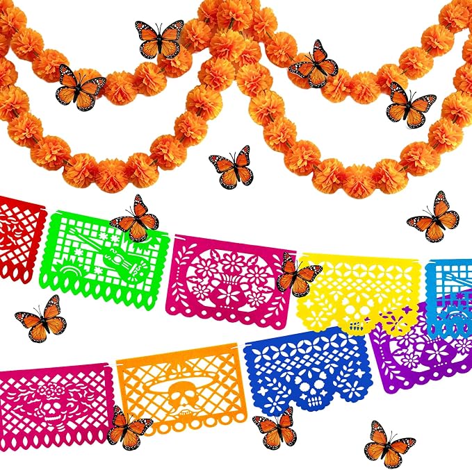 Day of The Dead Decorations Set,Dia De Los Muertos Decorations Ofrenda Kit - skull wreath