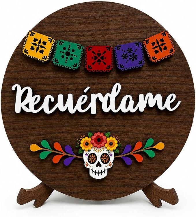 Recuérdame Day of the Dead Altar, Día de los Muertos Decorations, Ofrenda - skull figurine