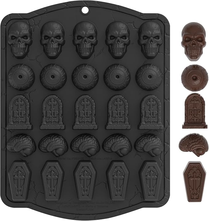 Halloween Silicone Chocolate Mold, Skull, Eyeball, Tombstone, Brain, Coffin - skull ashtray