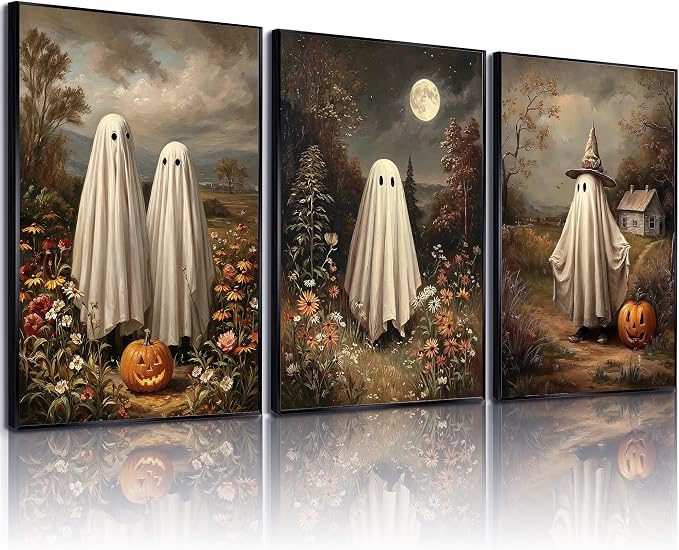 HQQUCC Halloween Prints Unframed, 12 * 16 in，3 Piece - skull wall art