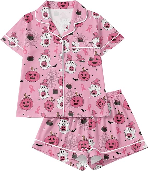 Womens Halloween Pajamas Novelty Funny Cute 2 Pcs Pajamas Shorts Sets - skull pajamas