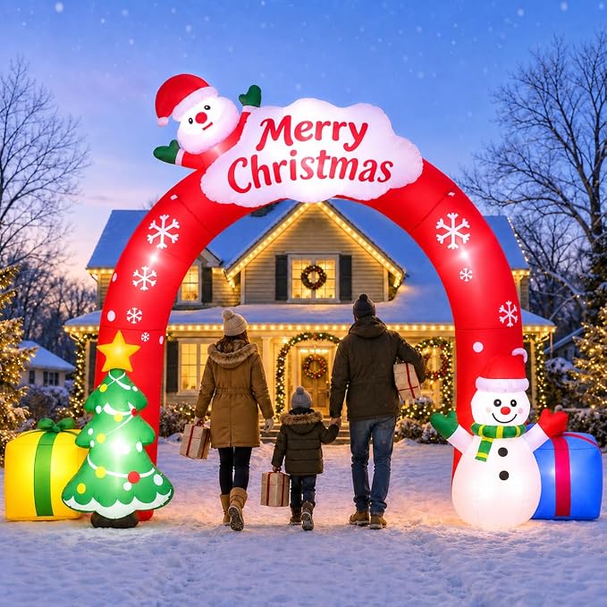15FT Christmas Inflatables Archway with LED Lights,Blow Up Yard Decorations