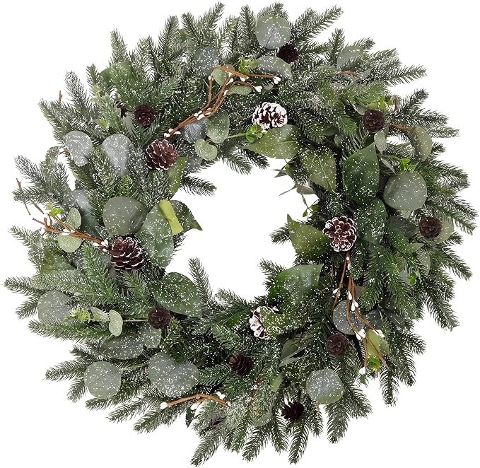 Christmas Wreath for Front Door, 24 Inch Winter Wreath Outdoor Indoor Decor - skull wreath