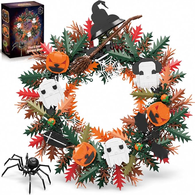 2026 Halloween Wreath Building Set, Compatible with Lego Flowers - skull wreath