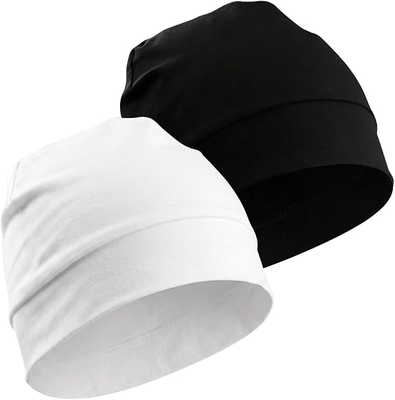 2 Pack Skull Cap Beanie, Sleep Cap for Men and Women - skull hat