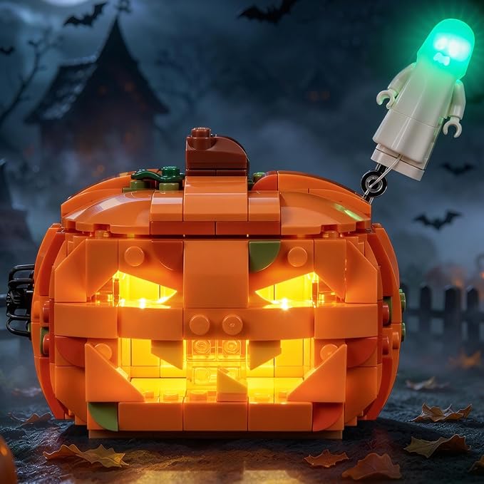 LocoLee Light Kit Compatible with LEGO Halloween Pumpkin Lantern 40872, Open & Close Pumpkin Design, Glowing Interior Effect, LED Lighting Accessories for Collectors, Lights Only, Model Not Included