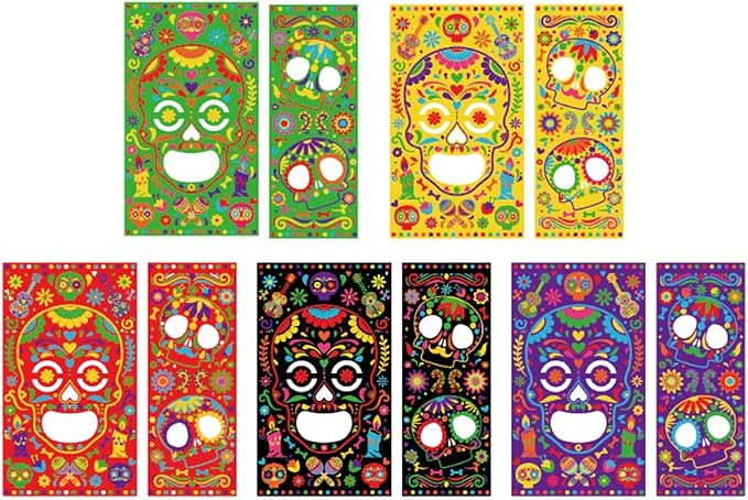 Whaline 30 Pcs Halloween Luminary Bags, Sugar Skull, 4.7 x 8.3 x 3.1 Inch - skull candle